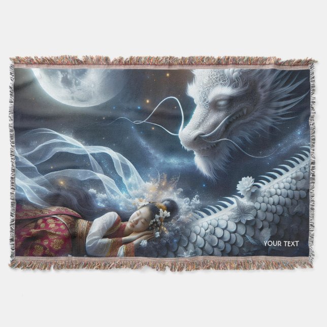 Cobertor Lua do Dragão de Menina Fantástica (Frente)