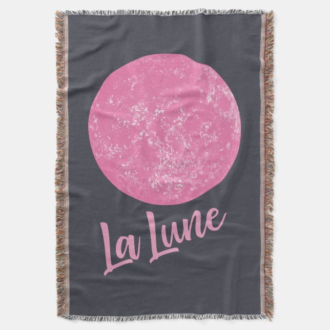 Cobertor Lua rosa-branca Ilustração francesa La Lune Blue (Frente Vertical)
