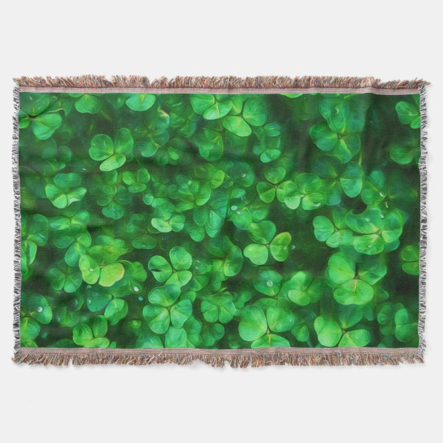 Cobertor Lucky Celtic Irish Green Shamrocks (Frente)