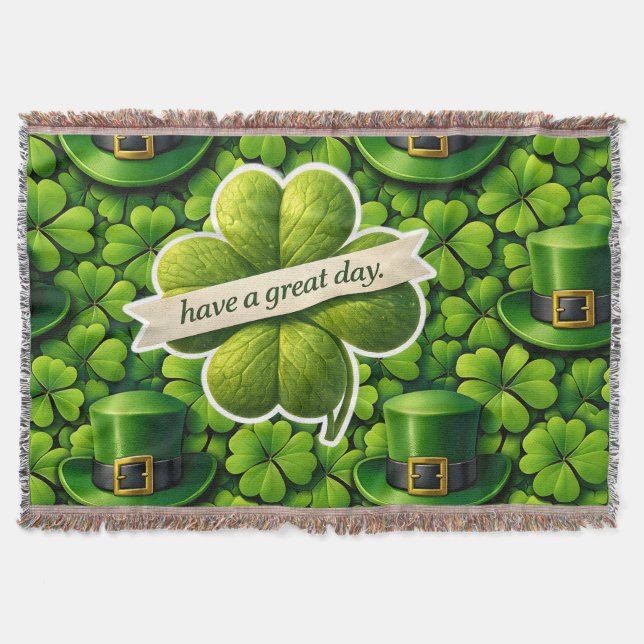 Cobertor Lucky four leaf clover Saint Patrick's Day Patrick (Frente)