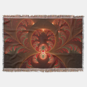 Cobertor Luminoso fractal moderno laranja vermelho abstrato