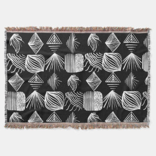 Cobertor Lúpulo Tribal de Caribe Negrito - Preto e Branco,