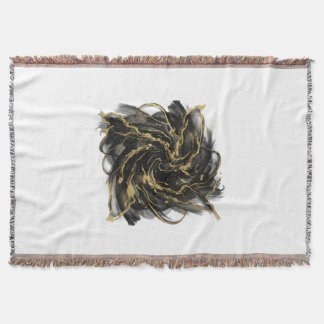 Cobertor Luxury Gold and Black Abstract Marble Ink Flow