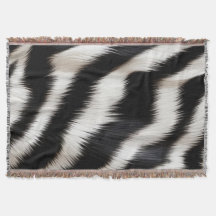 Luxury Zebra Print Elegant Black & White Faux Fur 