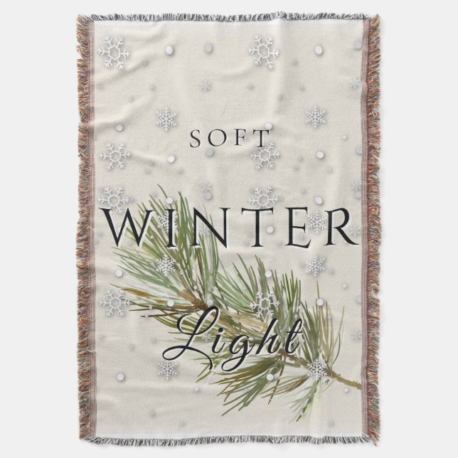 Cobertor Luz de inverno suave com ramificação e neve do pin (Frente Vertical)