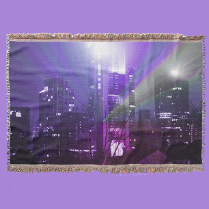 Cobertor Luzes da cidade de Frankfurt am Main - roxo    