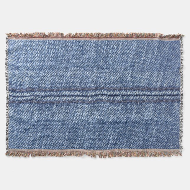 Cobertor Macro Blue Denim, Textura De Fechamento. (Frente)