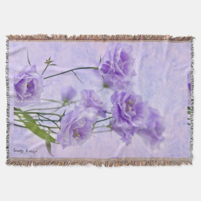 Cobertor Macro Flores de Campanela Roxas (Frente)