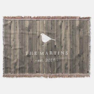 Cobertor Madeira rústica de Brown e pássaro branco doce