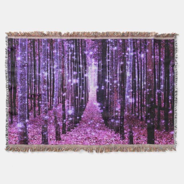 Cobertor Mágica Floresta Roxo Rosa (Frente)