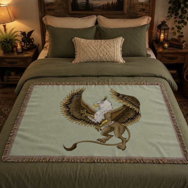 Cobertor Majestoso Grifo Fantasia Marrom Grifo Mitológico (Criador carregado)
