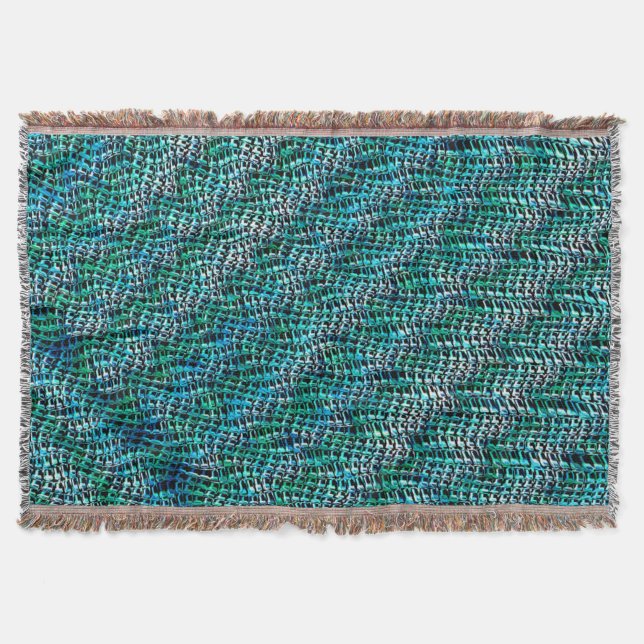 Cobertor Malha do saco rochosa torcida e ondulada, ciano es (Frente)