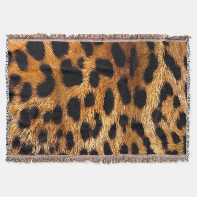 Cobertor Manchas-leopardo Black Brown Wild Animal Fine Art (Frente)
