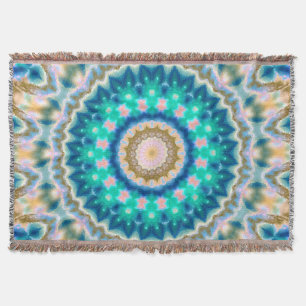 Cobertor Mandala amarela turquesa