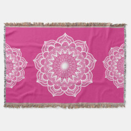 Cobertor Mandala Branco em Fundo Rosa