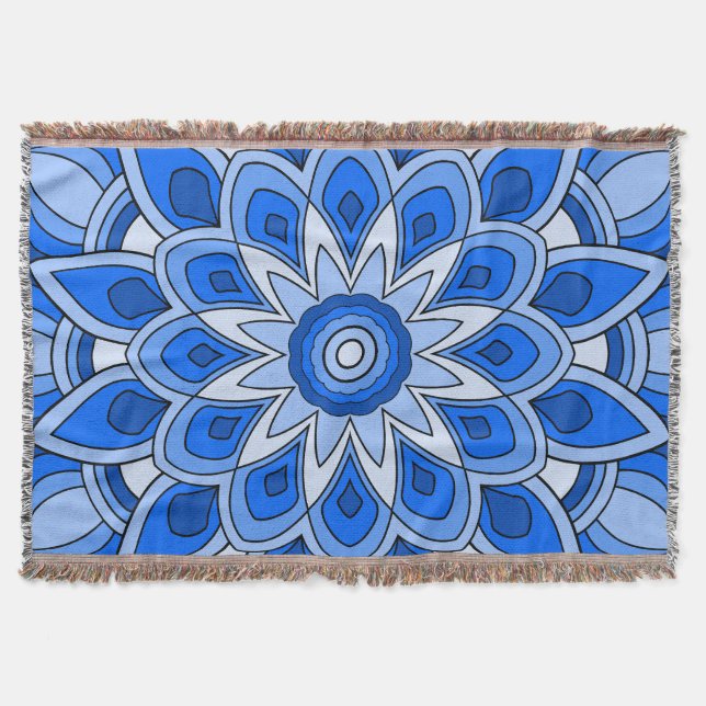 Cobertor Mandala em azul (Frente)