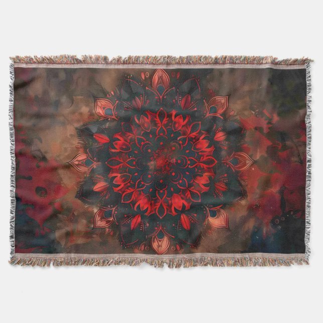 Cobertor Mandala Escuro - Presente Gótico do Boho (Frente)
