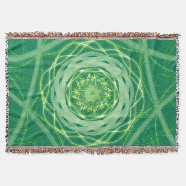 Cobertor Mandalá Espirografia Verde Radiante (Frente)