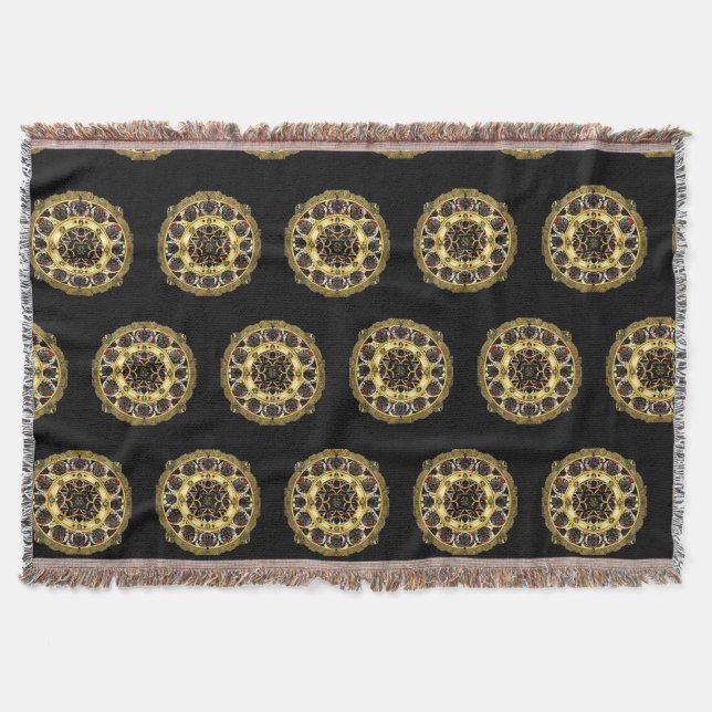 Cobertor Mandala Intricadamente Detalhada Com Cores Vibrant (Frente)