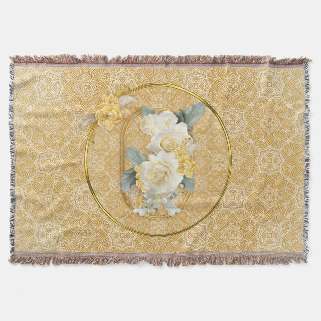 Cobertor Mandalas Douradas de várias repetições de Círculos (Frente)