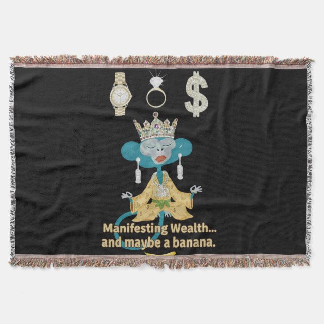 Cobertor Manifesting Wealth Monkey zen art  (Frente)