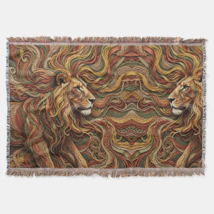 Cobertor Mantinhas de Linha de Leão Abstrato em Tons Terros