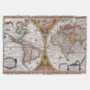 Cobertor Mapa antigo antigo inspirado (12)