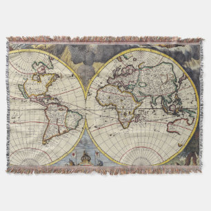 Cobertor Mapa antigo antigo inspirado (4)