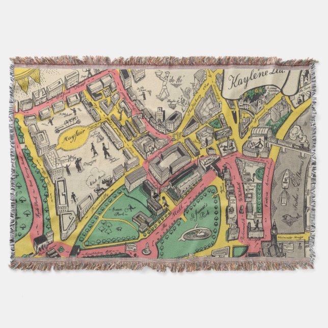 Cobertor Mapa da rota da coroação, Londres, Inglaterra (Frente)