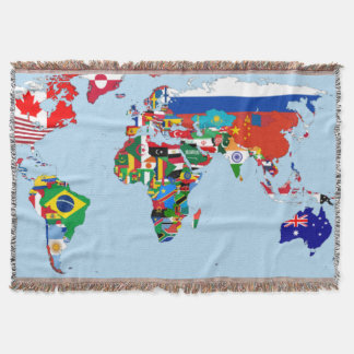 Cobertor Mapa de Bandeiras do Mundo 2