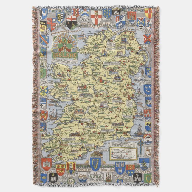 Cobertor Mapa de Ireland histórico (Frente Vertical)