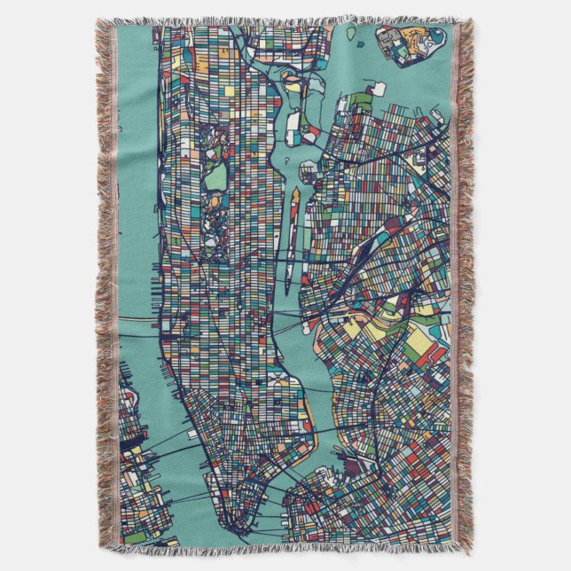 Cobertor Mapa de Manhattan New York (Frente Vertical)