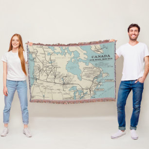 Cobertor Mapa de rotas de Canadá - de correio aéreo de