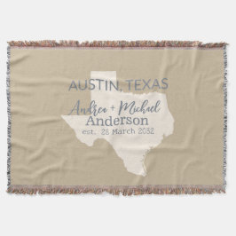 Cobertor Mapa do Estado do Texas Casal Nome e Data Casament