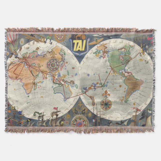 Cobertor Mapa do mundo de Aeriens Internationaux do (Frente)