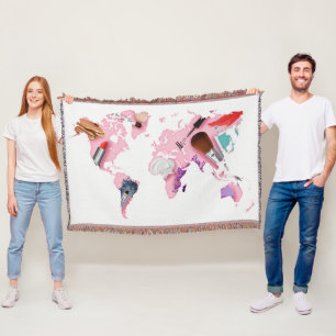 Cobertor Mapa do mundo Pastel de Comestics