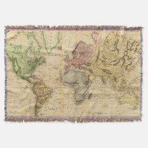 Cobertor Mapa do vintage do mundo (1831)