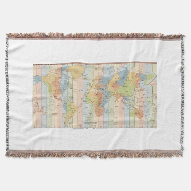 Cobertor Mapa dos Fusos Horários Mundiais (Frente)