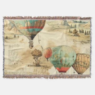 Cobertor Mapa Montanhoso de Balões Vintage na Natureza