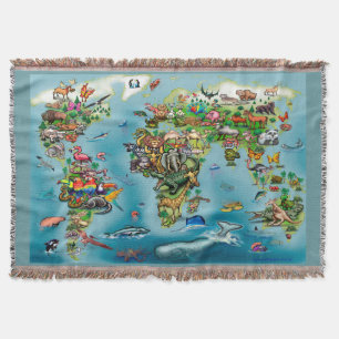 Cobertor Mapa Mundial de Animais