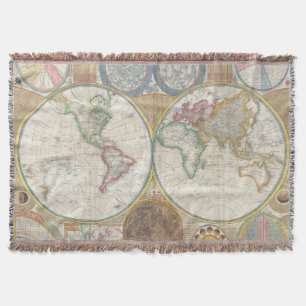 Cobertor Mapa Mundial de Viagens Antigo Geografia Vintage