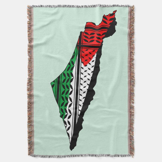 Cobertor Mapa Palestino que Bandeira e Padrão Keffiyeg (Frente Vertical)