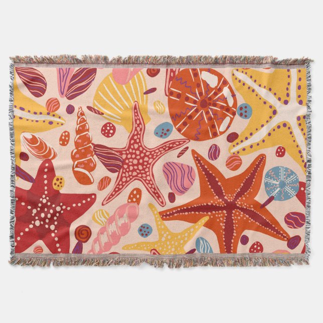 Cobertor Mar de Verão escandinavo: Padrão de Starfish (Frente)