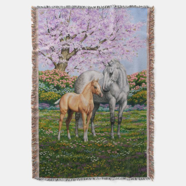 Cobertor Mare Palomino Foal, Cinza de ananás (Frente Vertical)