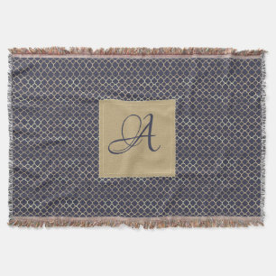 Cobertor Marinho Azul Monograma Quatrefoil Newlyweds Casame