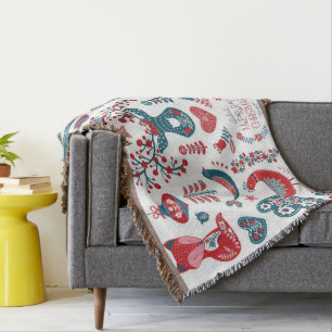 Cobertor Marinho Vermelho Festivo, Natal, Arte Foliar Escan