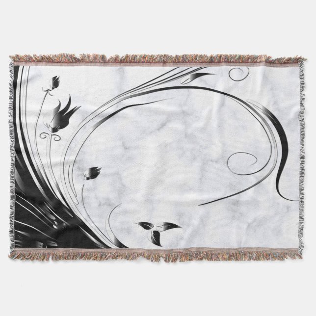 Cobertor Mármore Branco, Gráfico de Filigrana Preta (Frente)