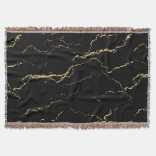 Cobertor Mármore Preto e Dourado