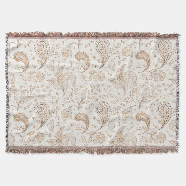 Cobertor Marrom Creme Boho Boêmio (Frente)