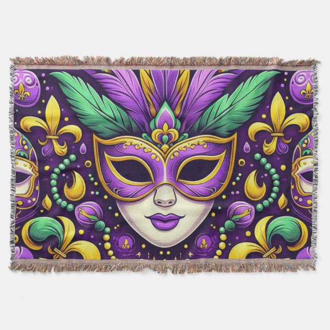 Cobertor Máscara/miçangas/pulgas de lis (Frente)